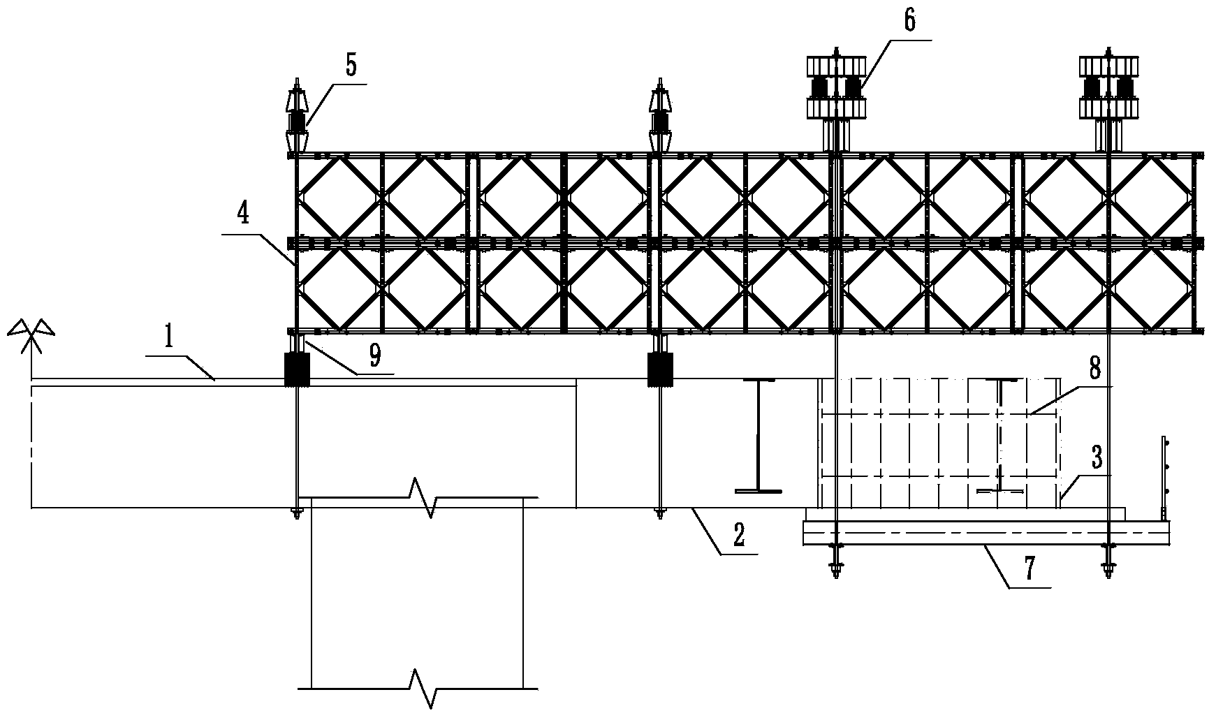 High-pier cable-stayed bridge zero-number block non-bracket construction method and structure in construction process