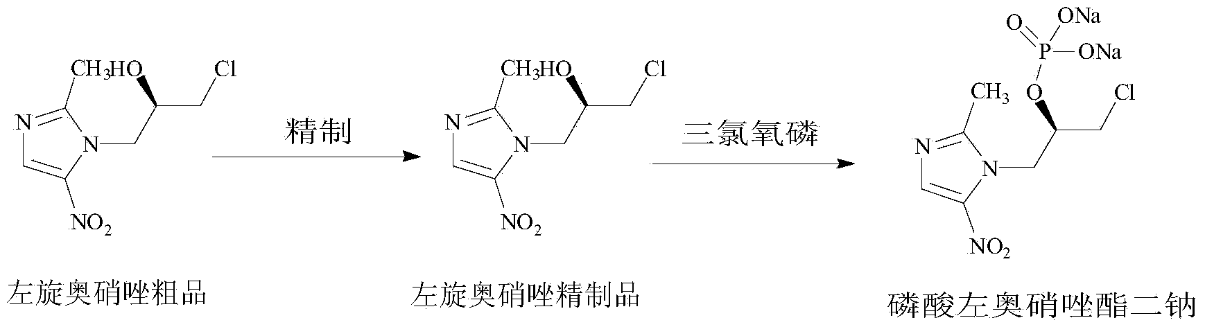 Industrial production method of s-(-)-ornidazole disodium phosphate