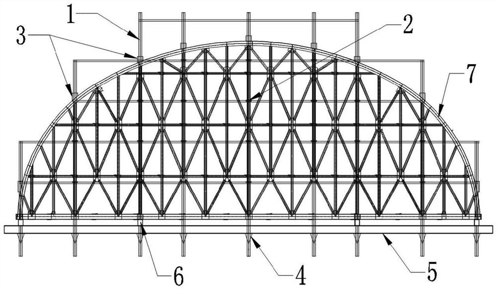 Arched truss ground counter-force pre-pressing device