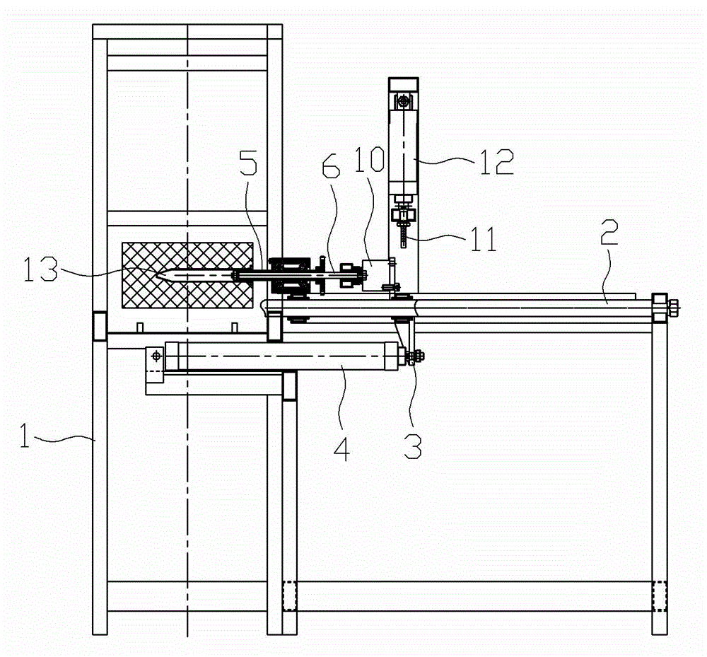 Mechanism used for pulling fungus stick out of fungus bag and applied to solid fungus inoculation machine