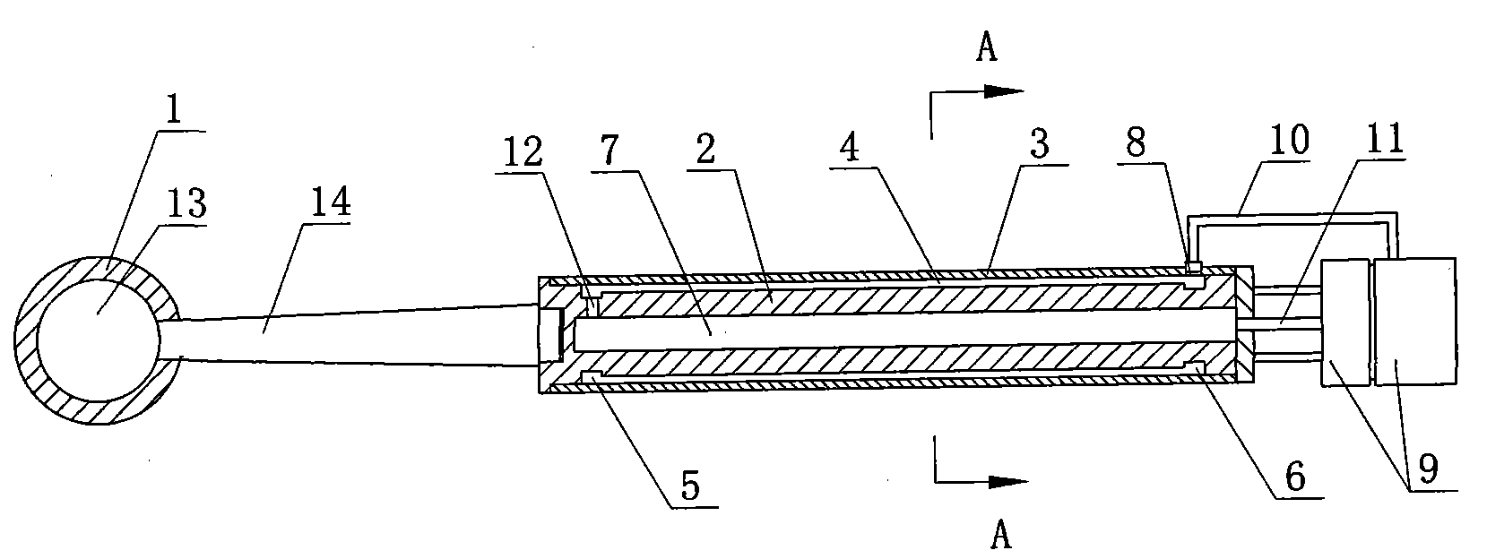 Water-cooled glass gathering rod