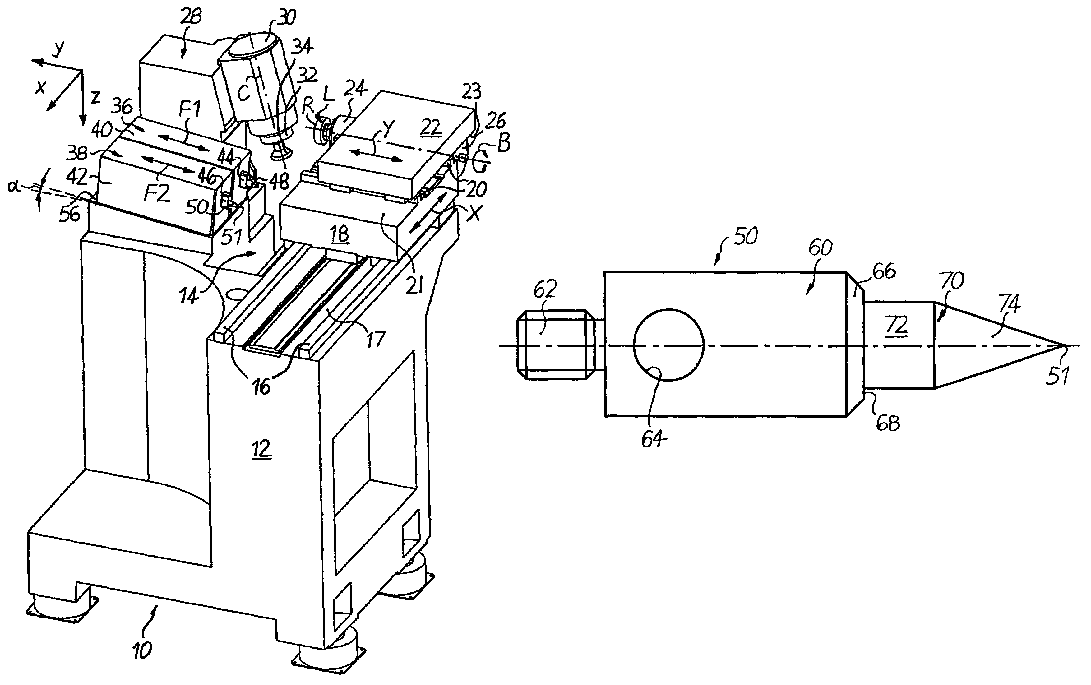 Machine for machining optical workpieces, in particular plastic spectacle lenses