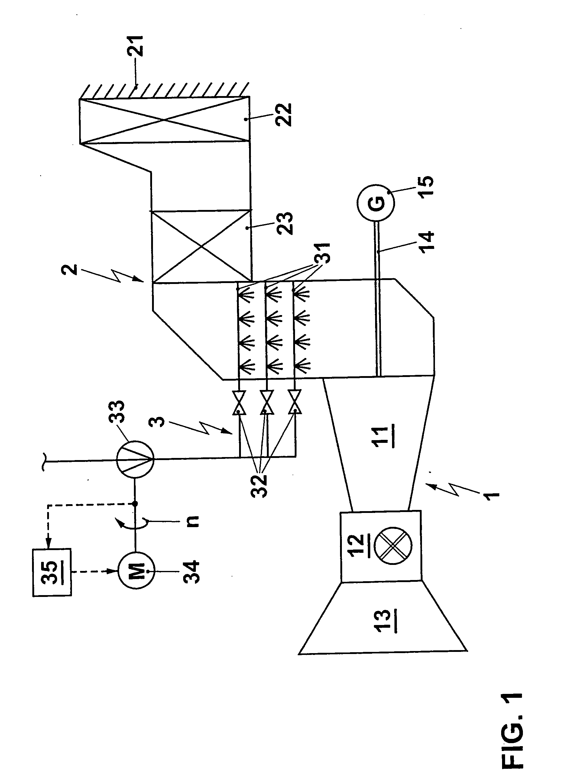 Method for injecting a liquid mist into an intake duct