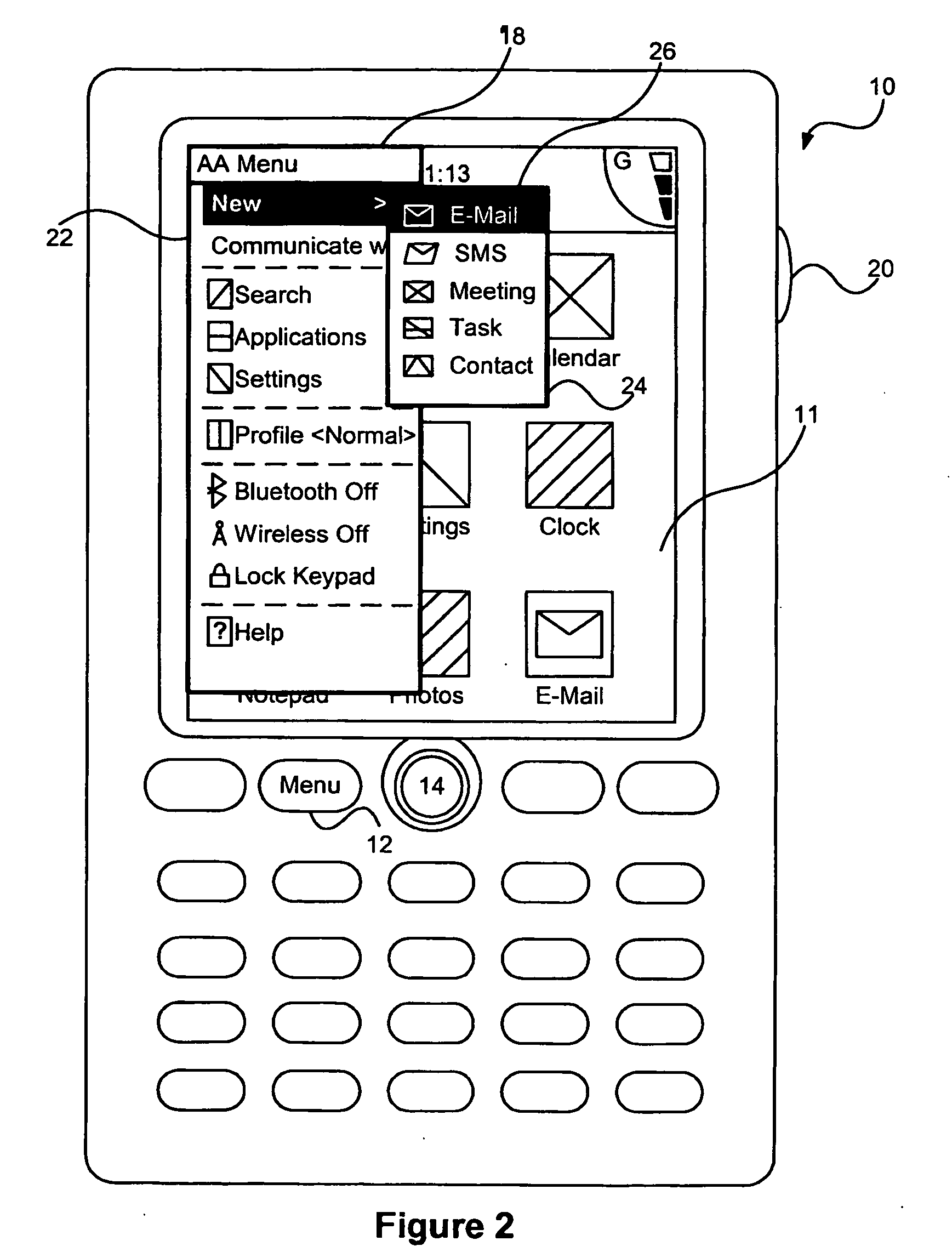 Edit menu for a mobile communication device