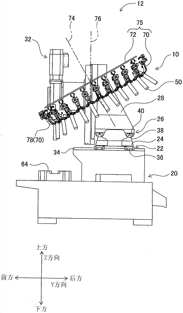 Tool changing device and working machine including tool changing device