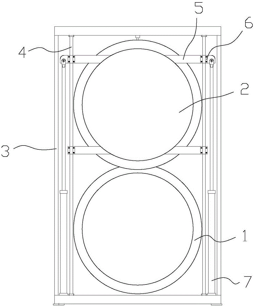 Horizontal type vulcanizing tank with vertical doubly-opened door panels being opened and closed in lifting mode