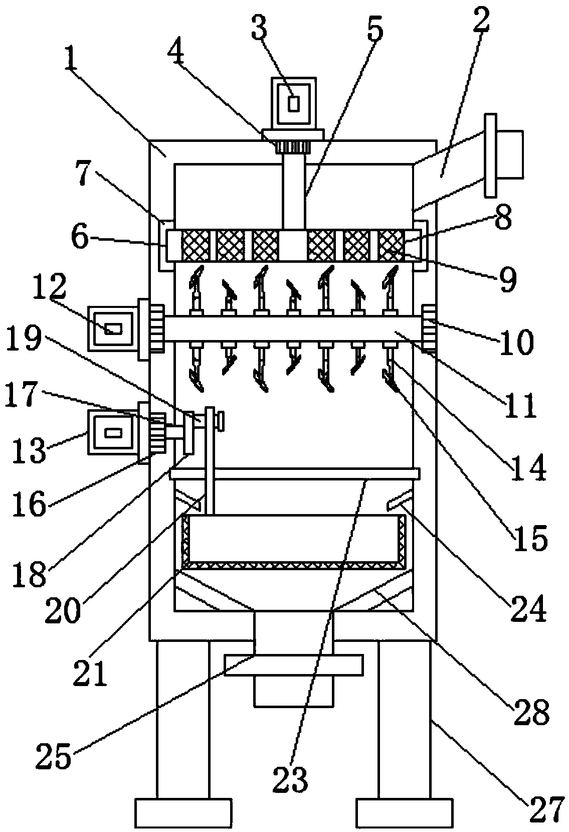 Flour filtering device for fine dried noodle production