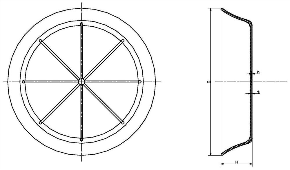 Thin-wall flat-bottom blanking cap with weakening groove and forming mold and method thereof