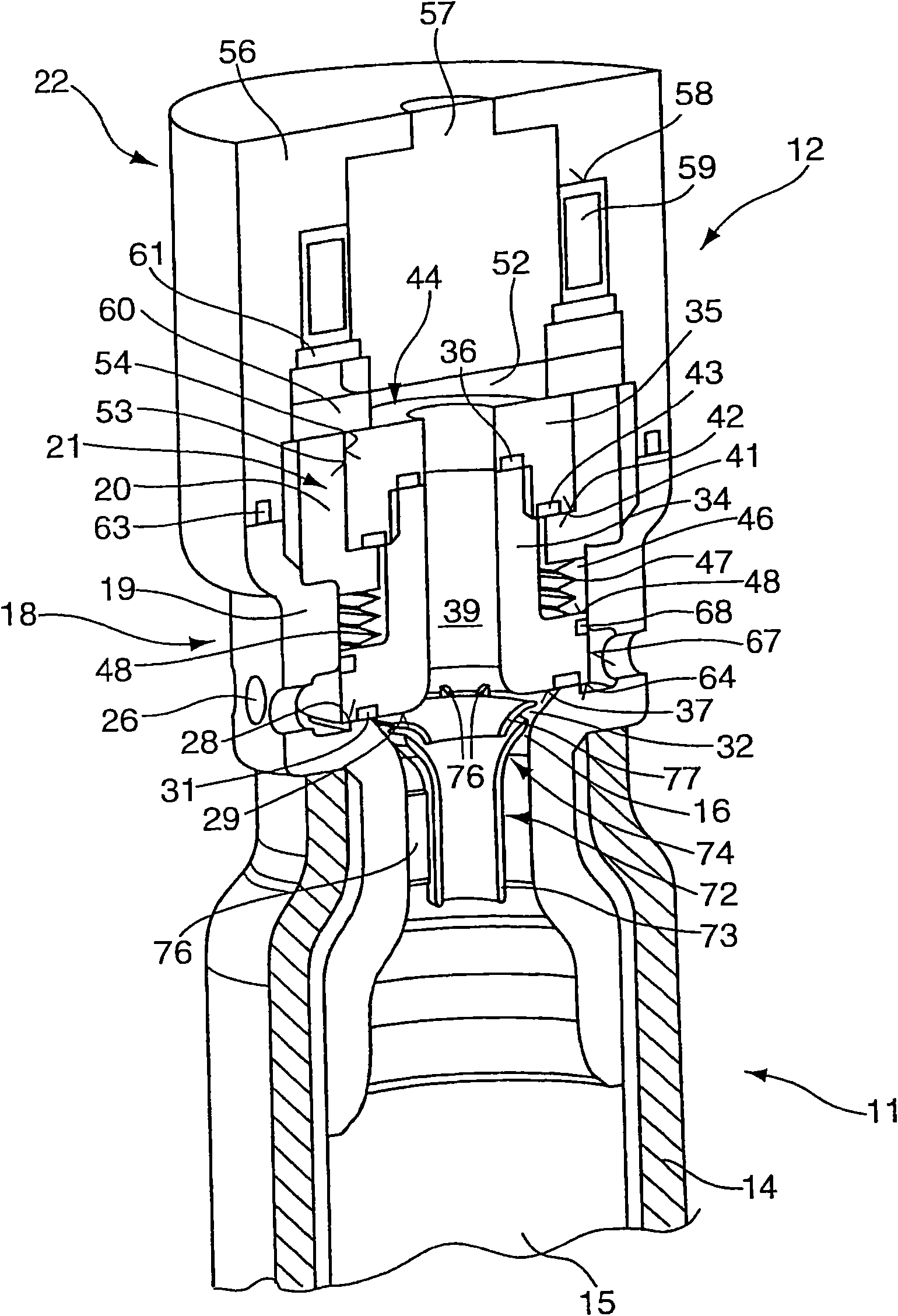 Closure device for a pressure reservoir of a gas-refrigeration generator, which can be filled with a compressed gas
