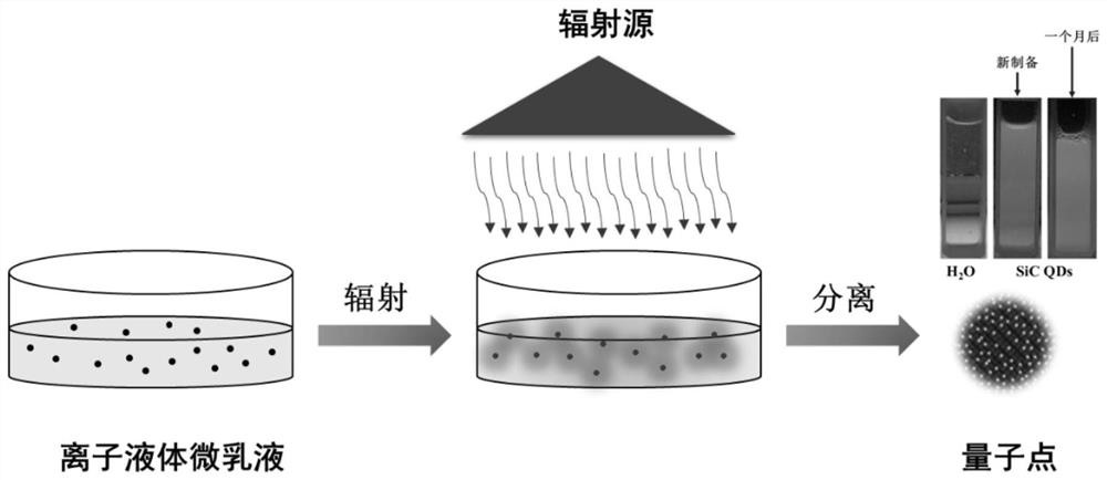 A radiation preparation method and product of silicon carbide quantum dots