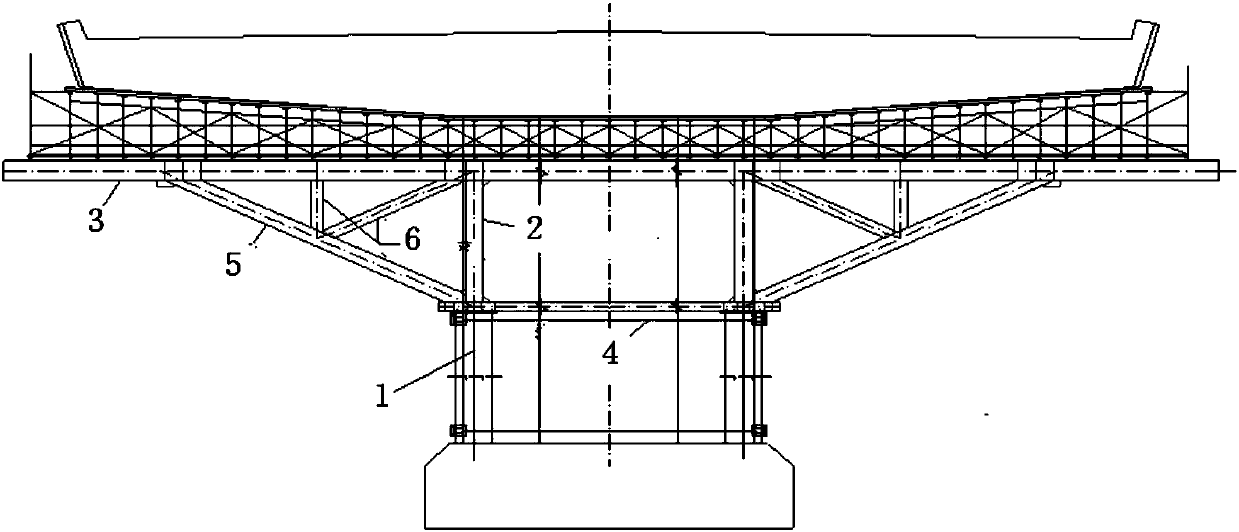 Large steel pipe truss used for cover beam cast-in-place construction and construction method