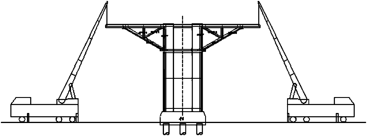 Large steel pipe truss used for cover beam cast-in-place construction and construction method