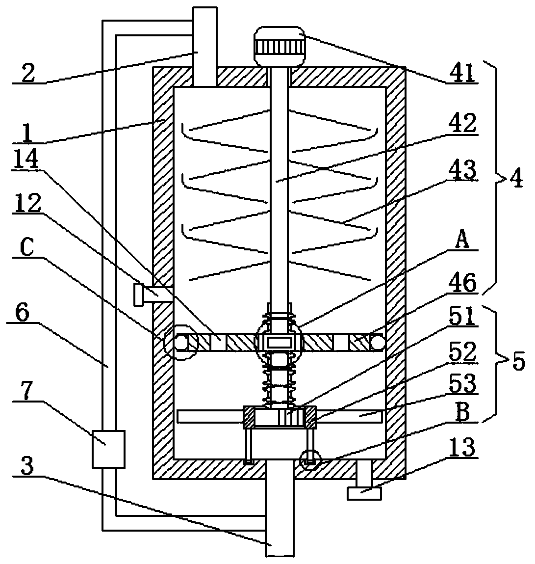 Vacuum defoamation device used for producing high-polymer material