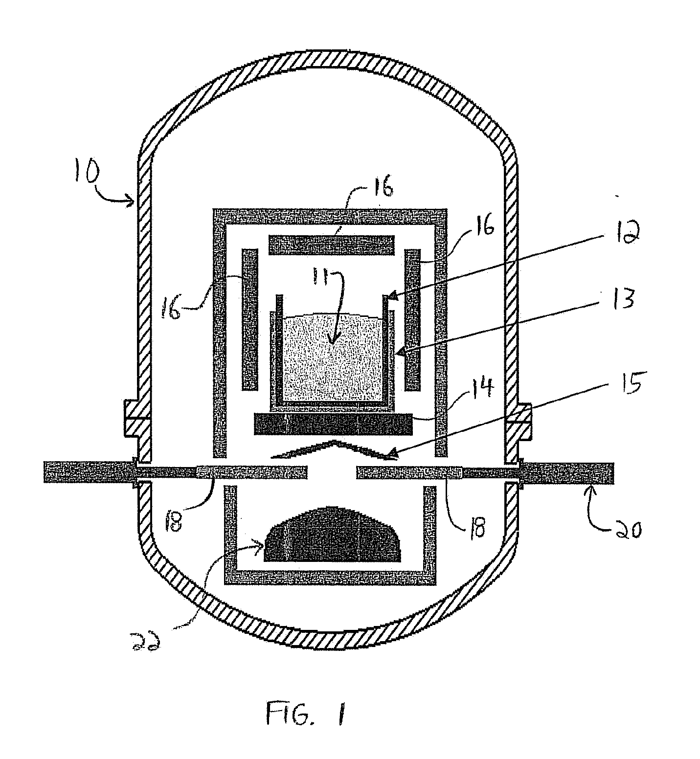 Crystal growth apparatus with load-centered aperture, and device and method for controlling heat extraction from a crucible