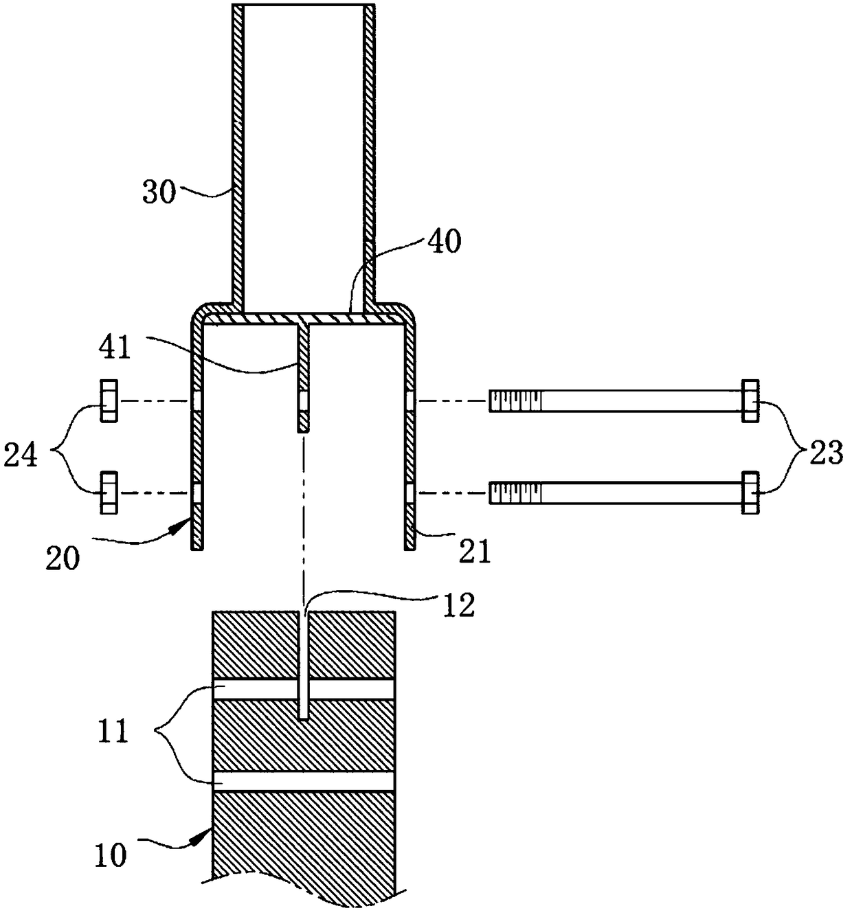 Connecting component for existing construction wood column replacing and application method of connecting component