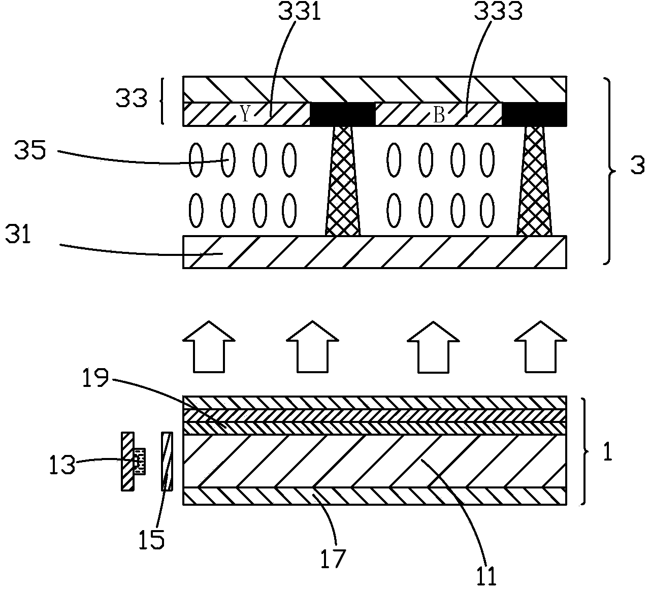 Color liquid crystal display module structure and backlight module thereof