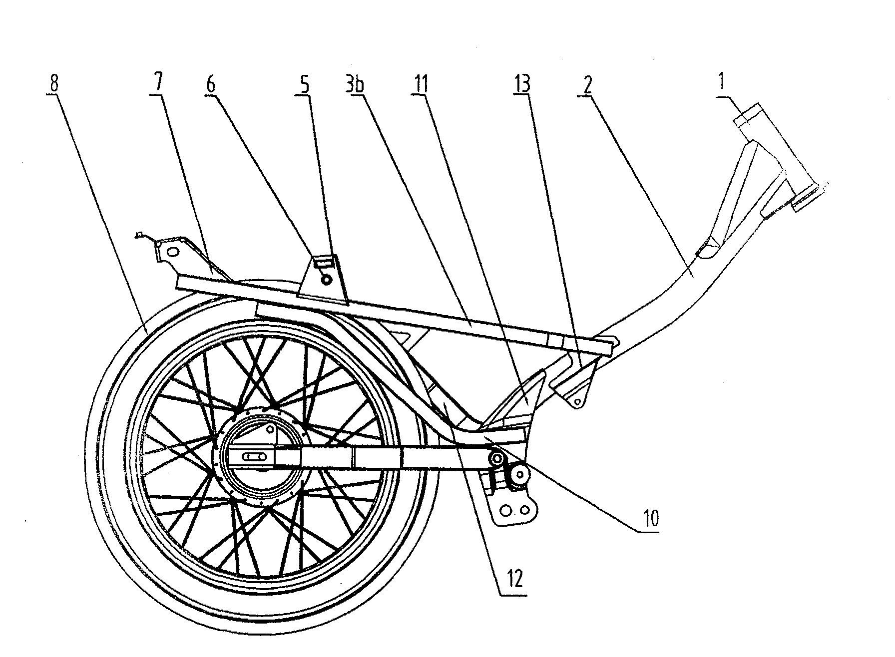 Motorcycle frame with bent beam