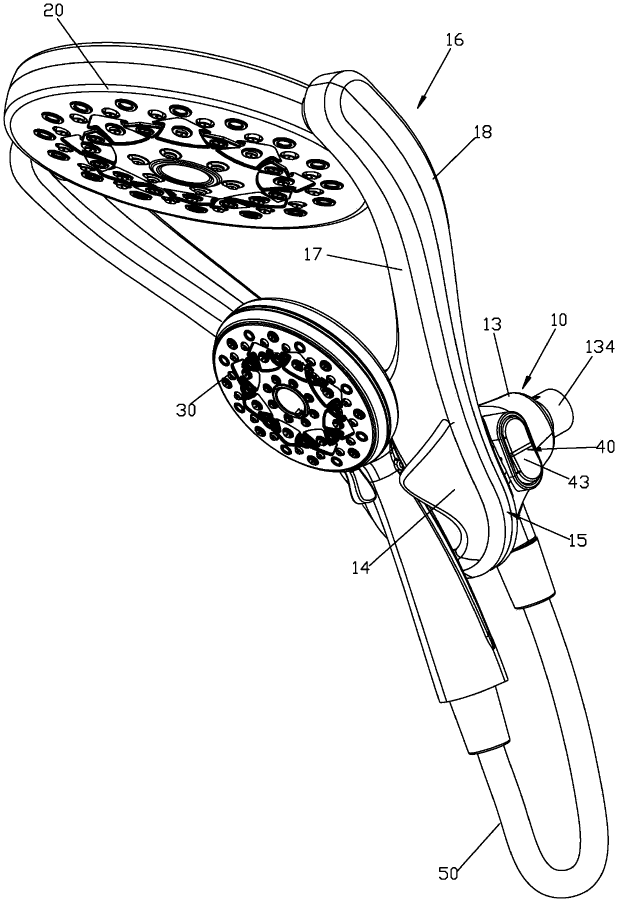 Knob switch combination shower