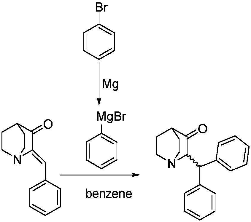 Method of synthesizing benzhydryl quinuclidone through Michael addition