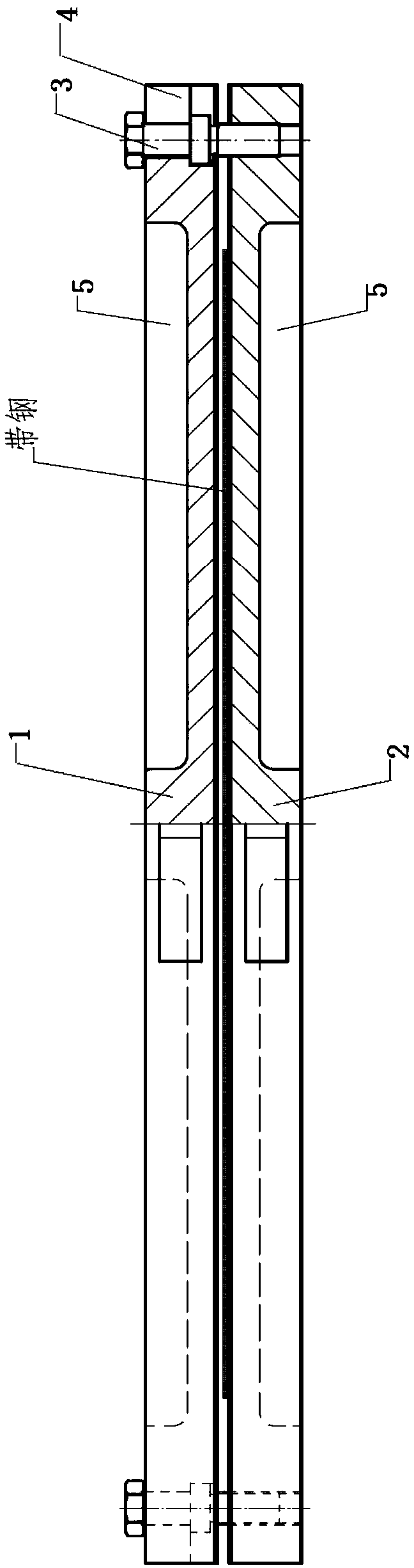 Clamping device for band penetration