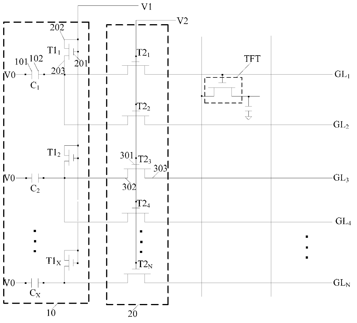 Circuit for eliminating shutdown ghost shadows and array substrate