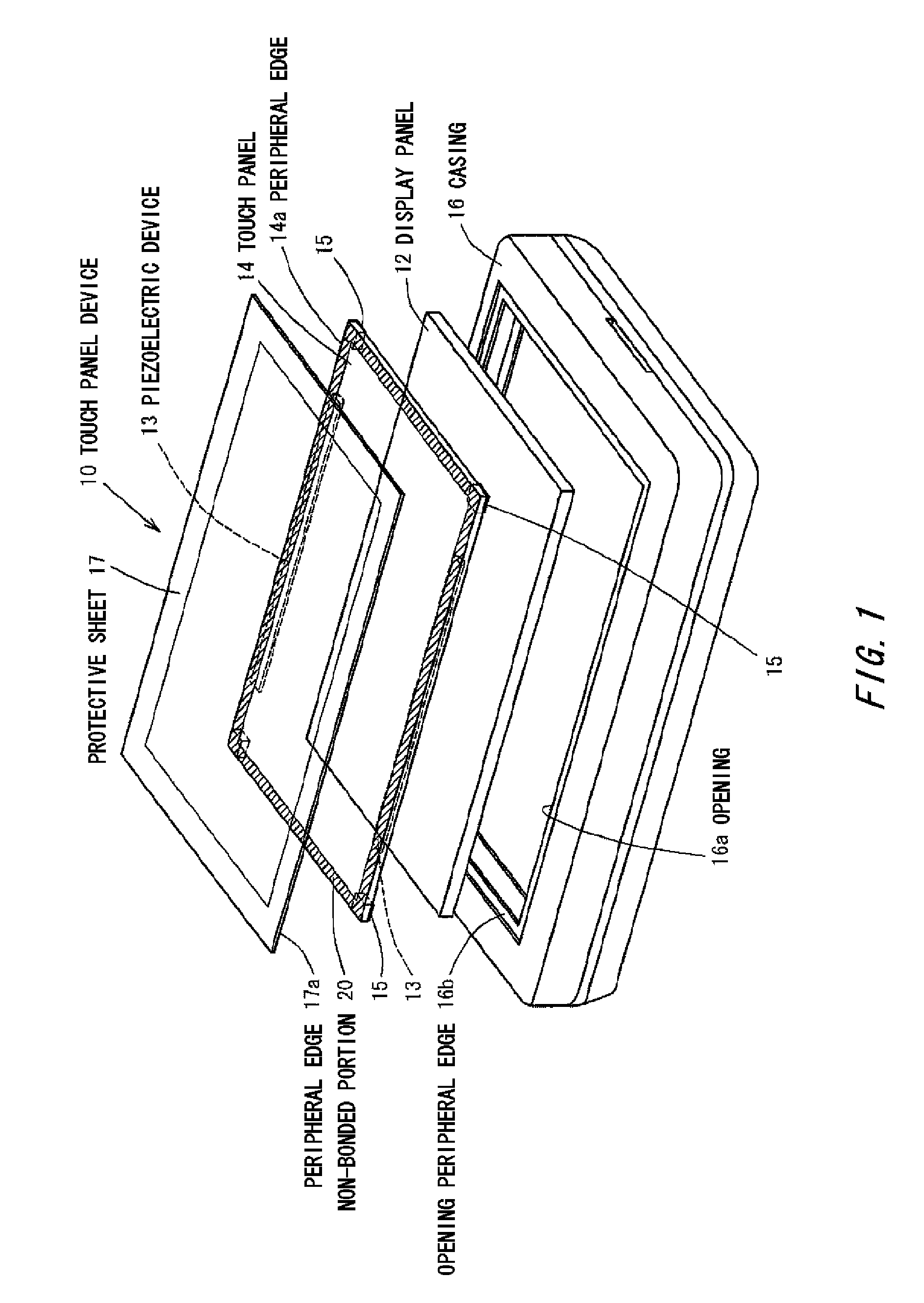 Holding structure for a touch panel