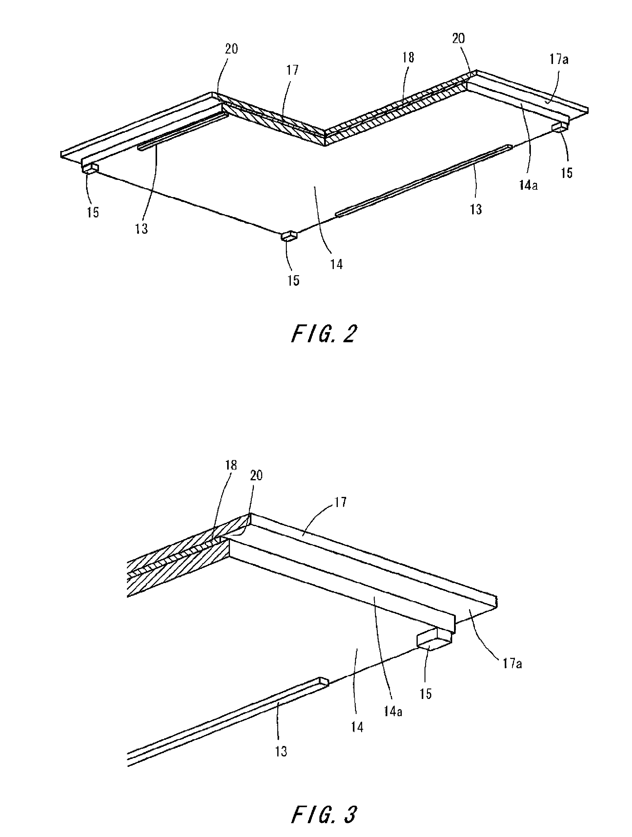 Holding structure for a touch panel