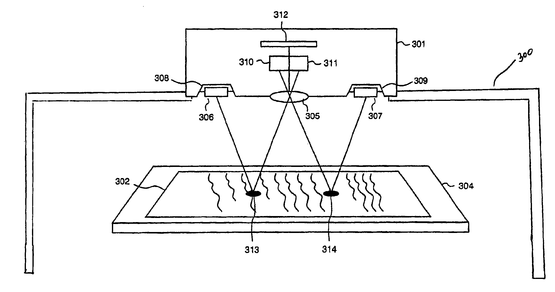 Image detector method and apparatus including plural detector regions and image illuminators