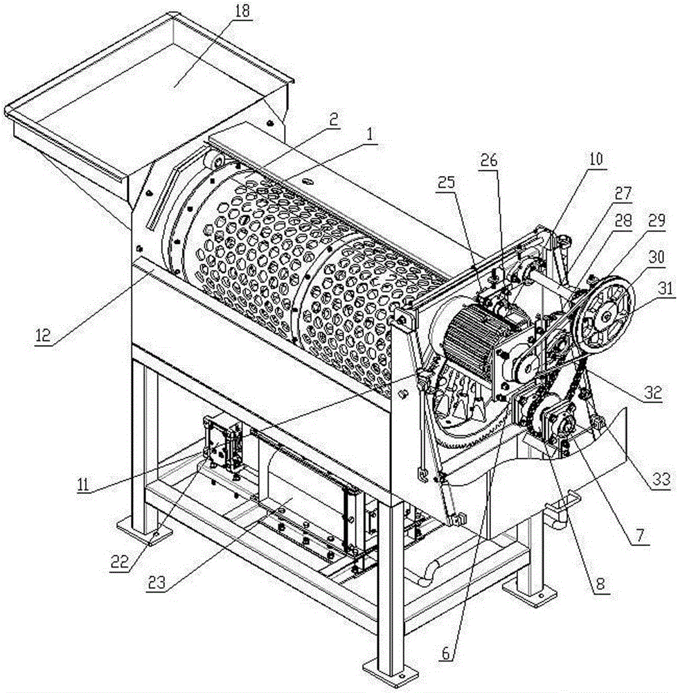 Grape crusher with de-stemming function