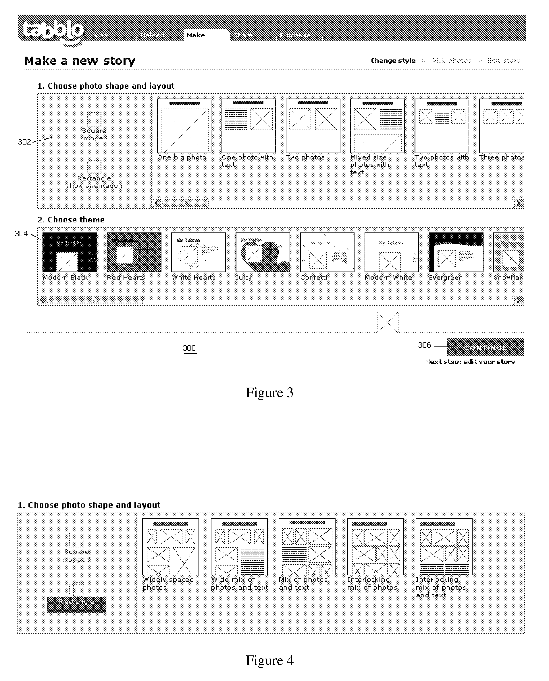 Method for initial layout of story elements in a user-generated online story