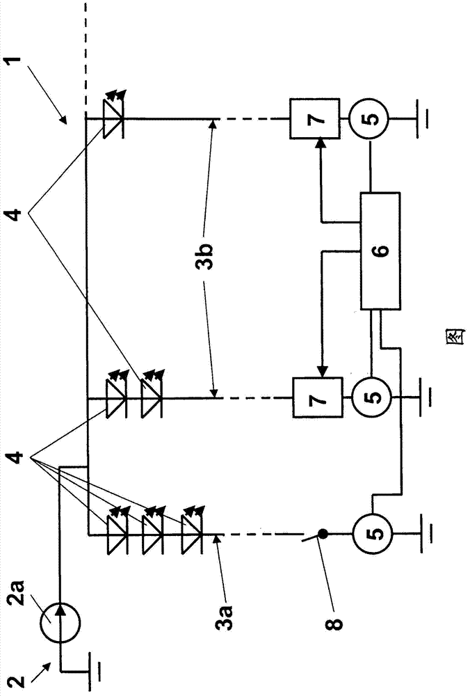 Method for supplying current to an LED array and circuit arrangement for carrying out the method