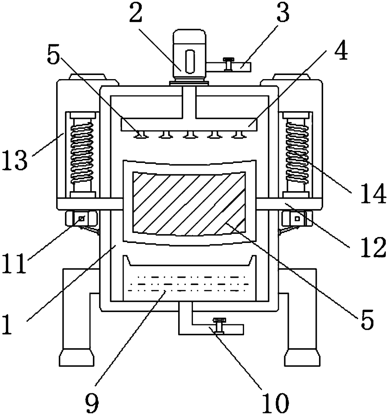 Cleaning device for machinery capable of quickly removing water