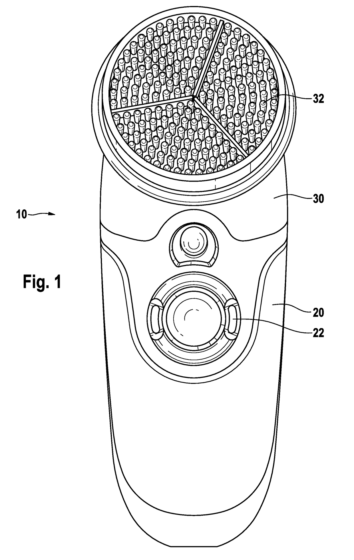 Skin treatment device and implement