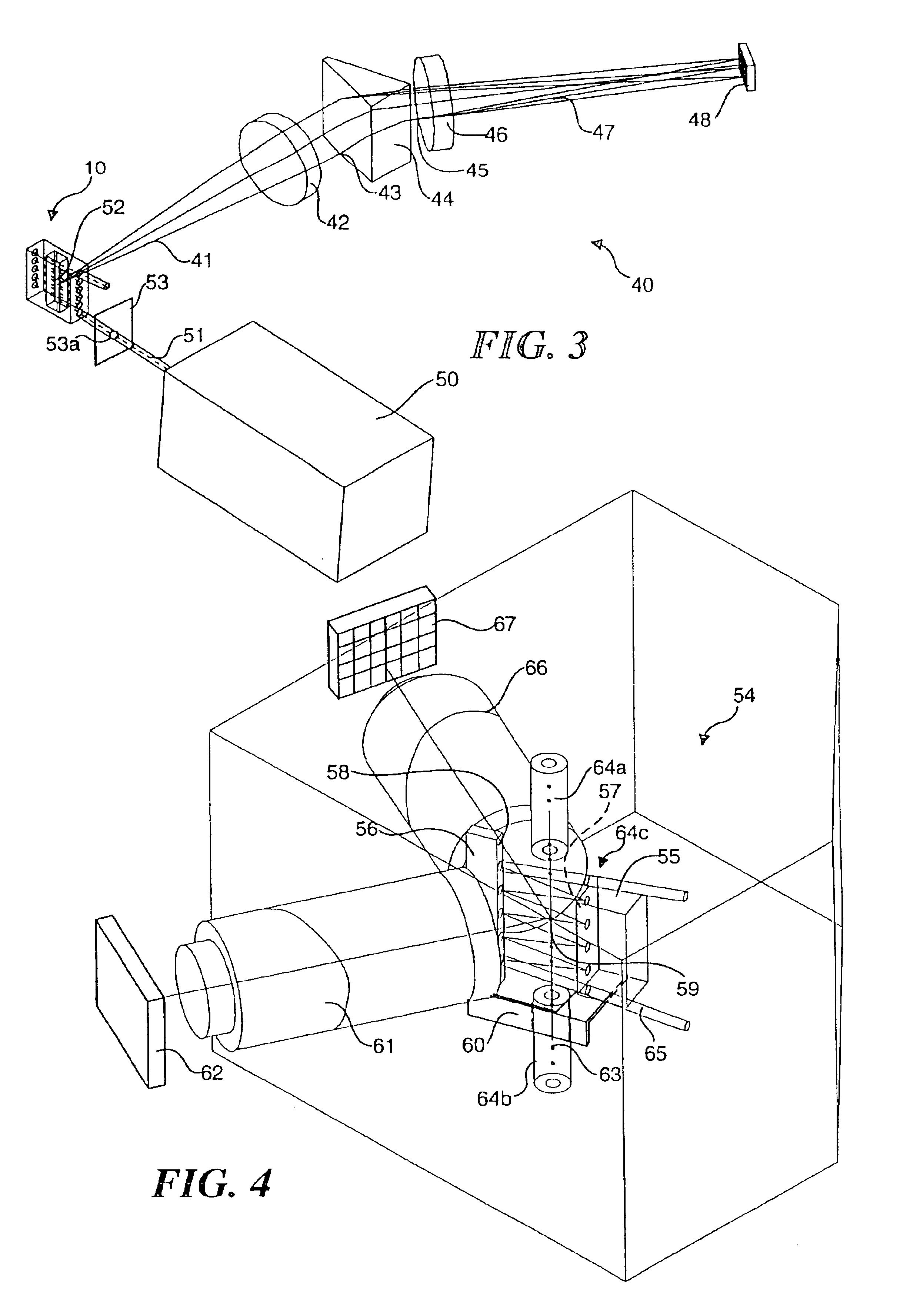 Multipass cavity for illumination and excitation of moving objects