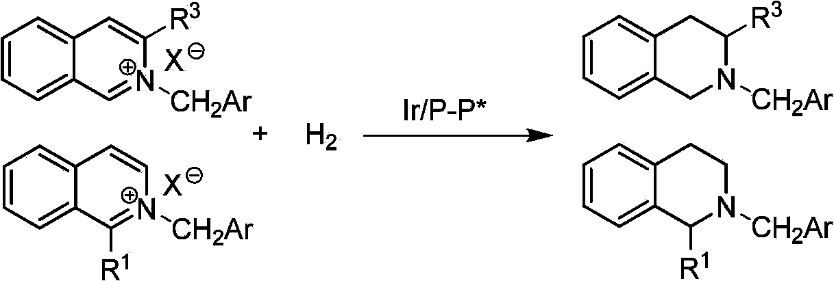 Method for synthesizing chiraltetrahydro naphthalenederivate through asymmetric hydrogenation on isoquinoline by means of iridium catalyst