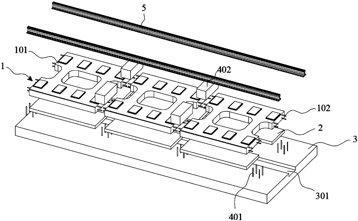 Assembled sleeper slab type or track slab type ballastless track structure and assembling method