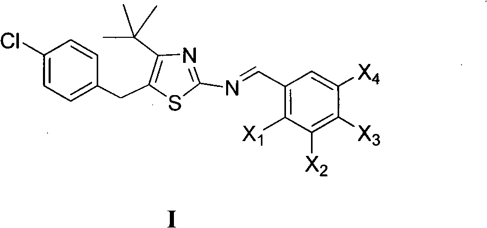 5-(4-chlorophenylmethyl)-4-tertiary butyl thiazole derivatives and preparation method and application thereof