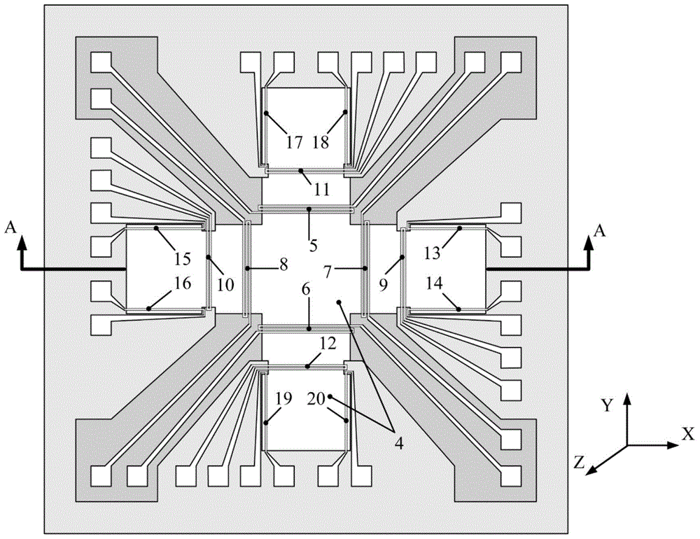 A mems three-axis gyroscope based on thermal expansion flow and its processing method