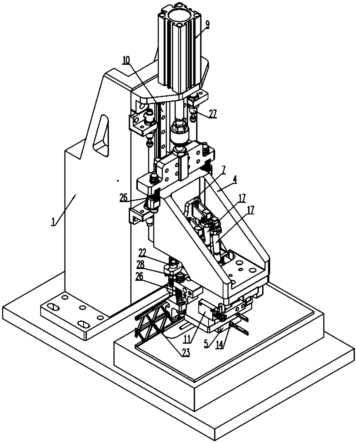 Equipment used for conducting positioning and pressure maintaining on L-shaped part