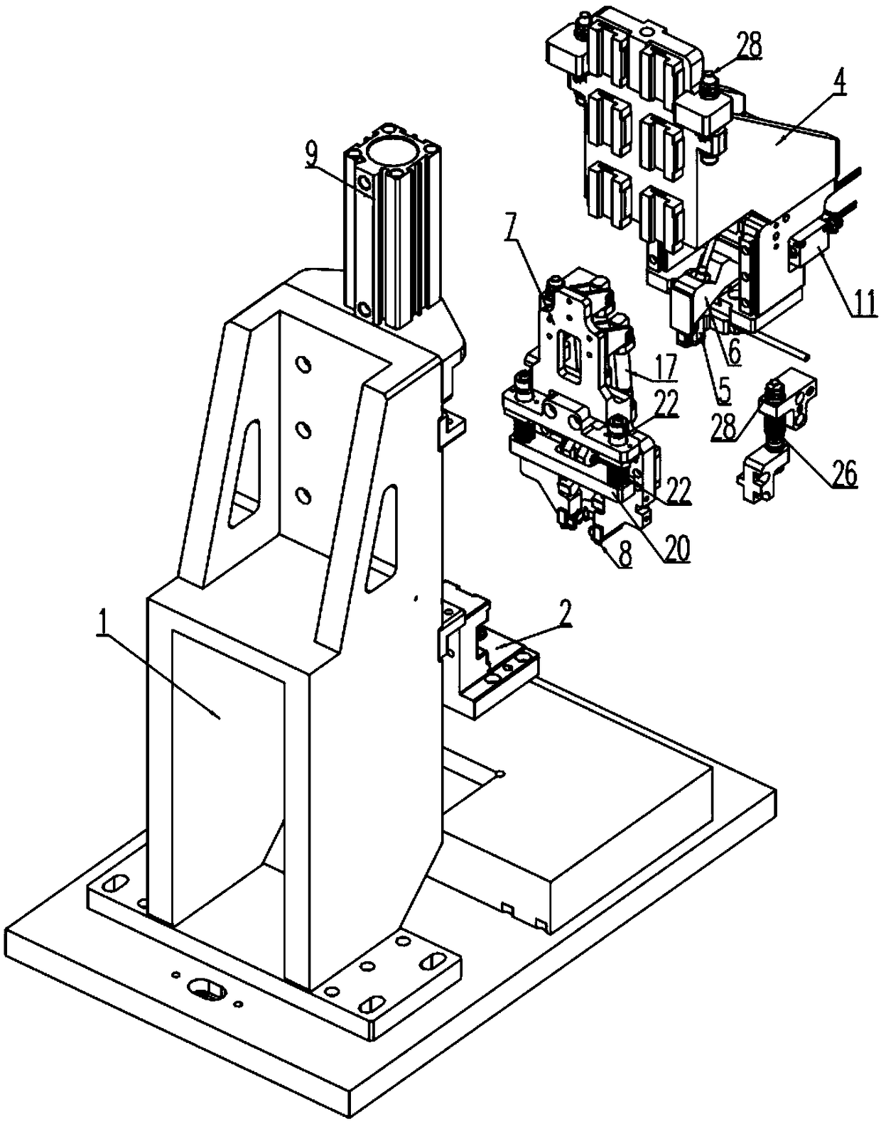 Equipment used for conducting positioning and pressure maintaining on L-shaped part