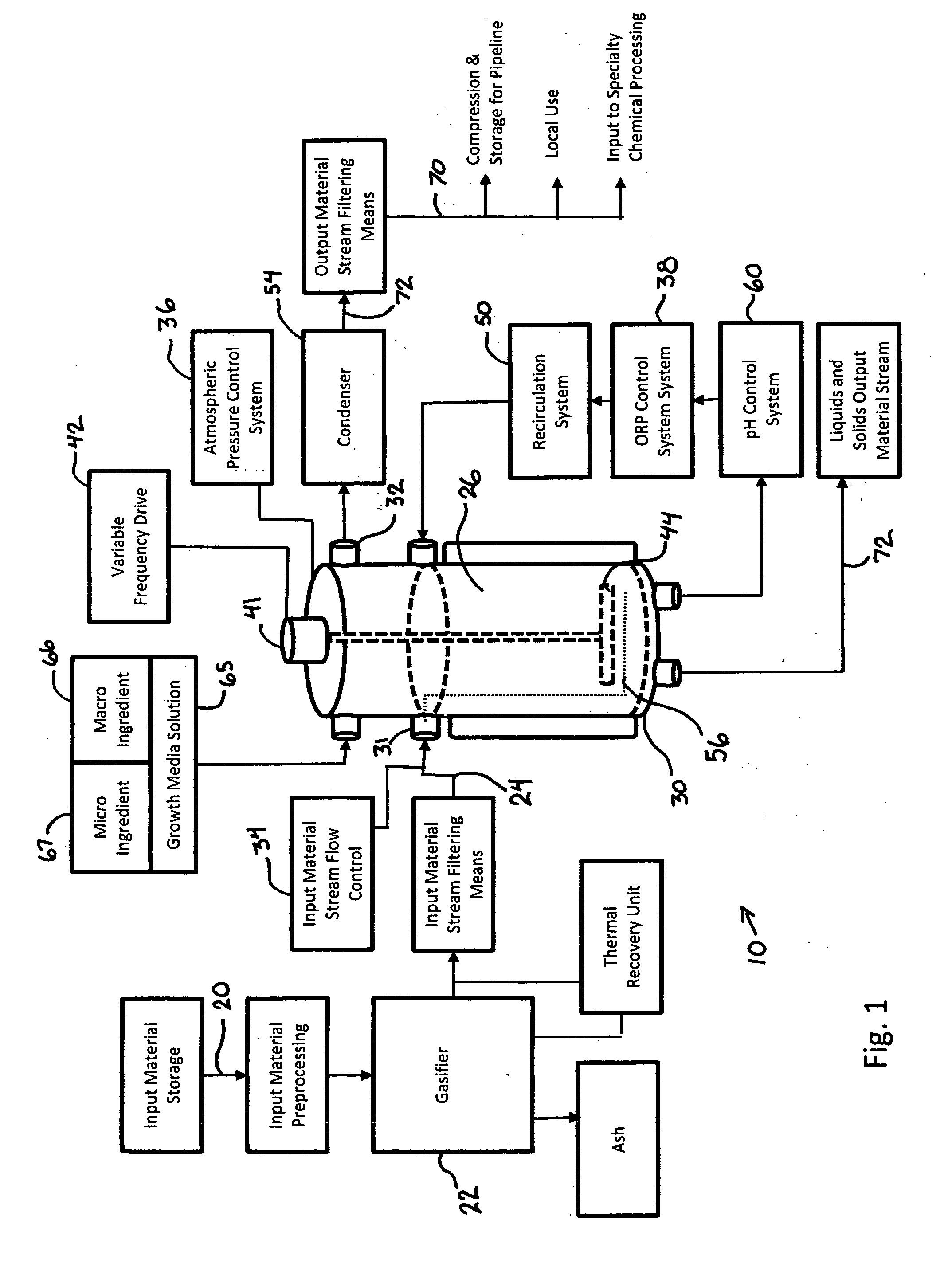System for the production of methane and other useful products and method of use
