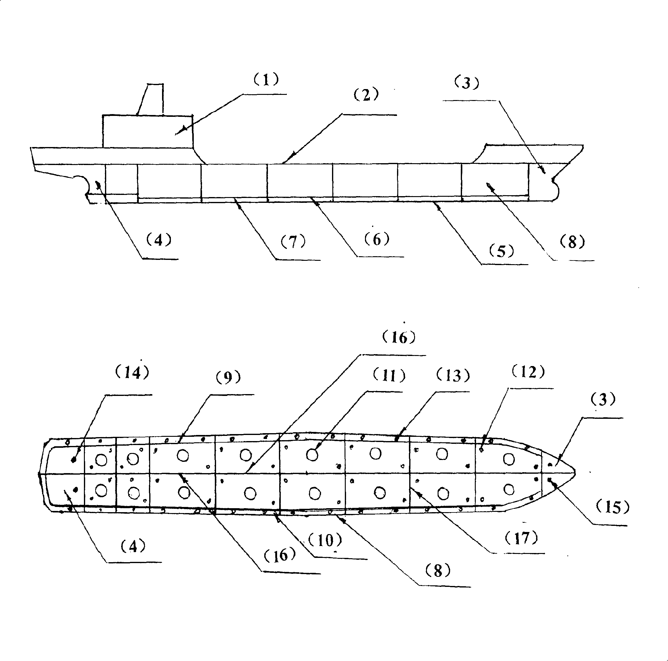 Method for using aerated plastics to manufacture doubling plate ship
