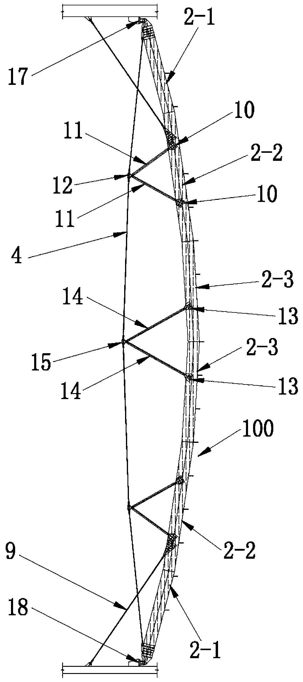 Assembled large-span wood tension string beam structure