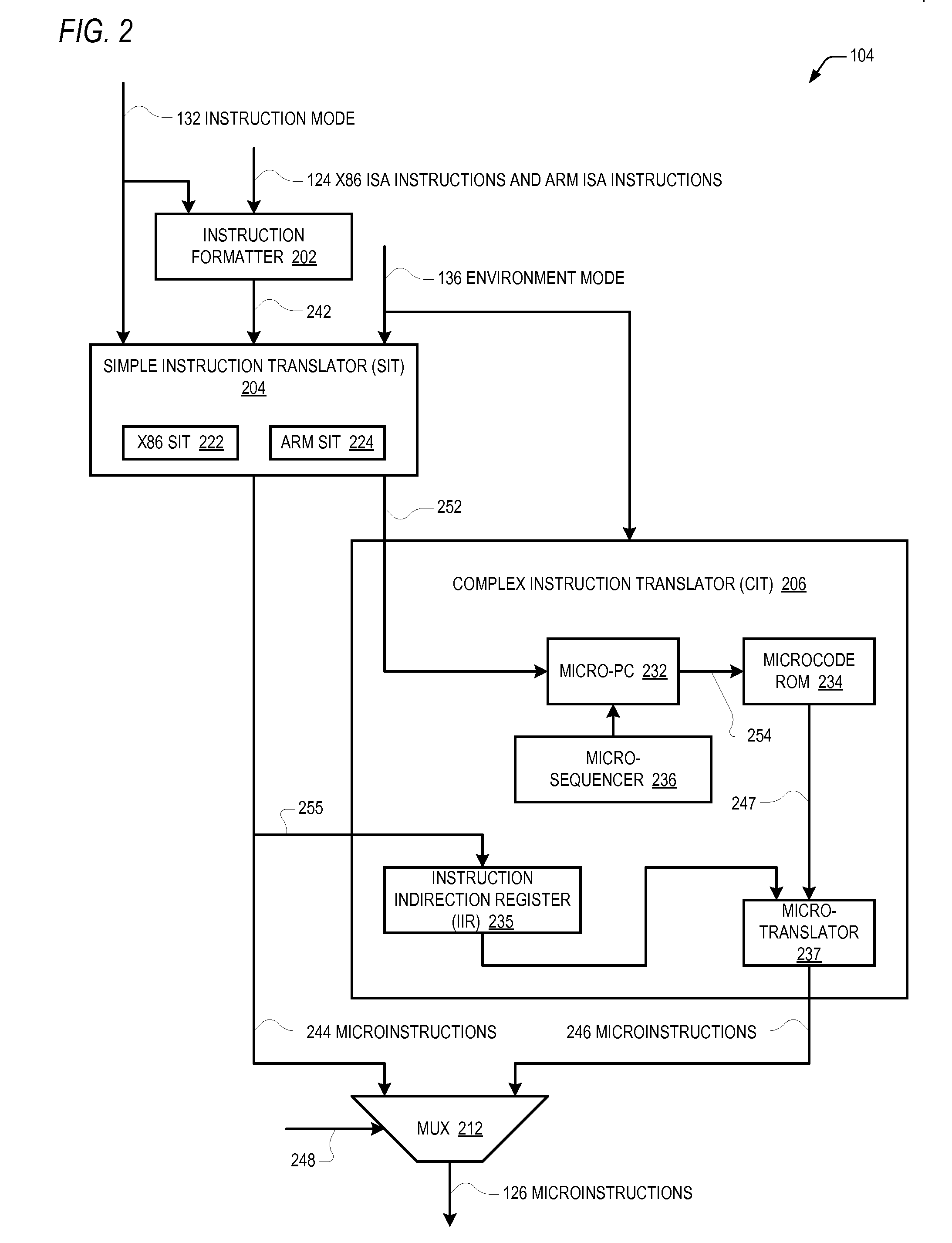 Control register mapping in heterogeneous instruction set architecture processor