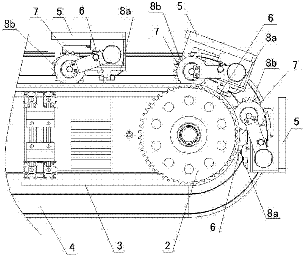 Turning driving mechanism of chain wheel accumulating and discharging type conveyor