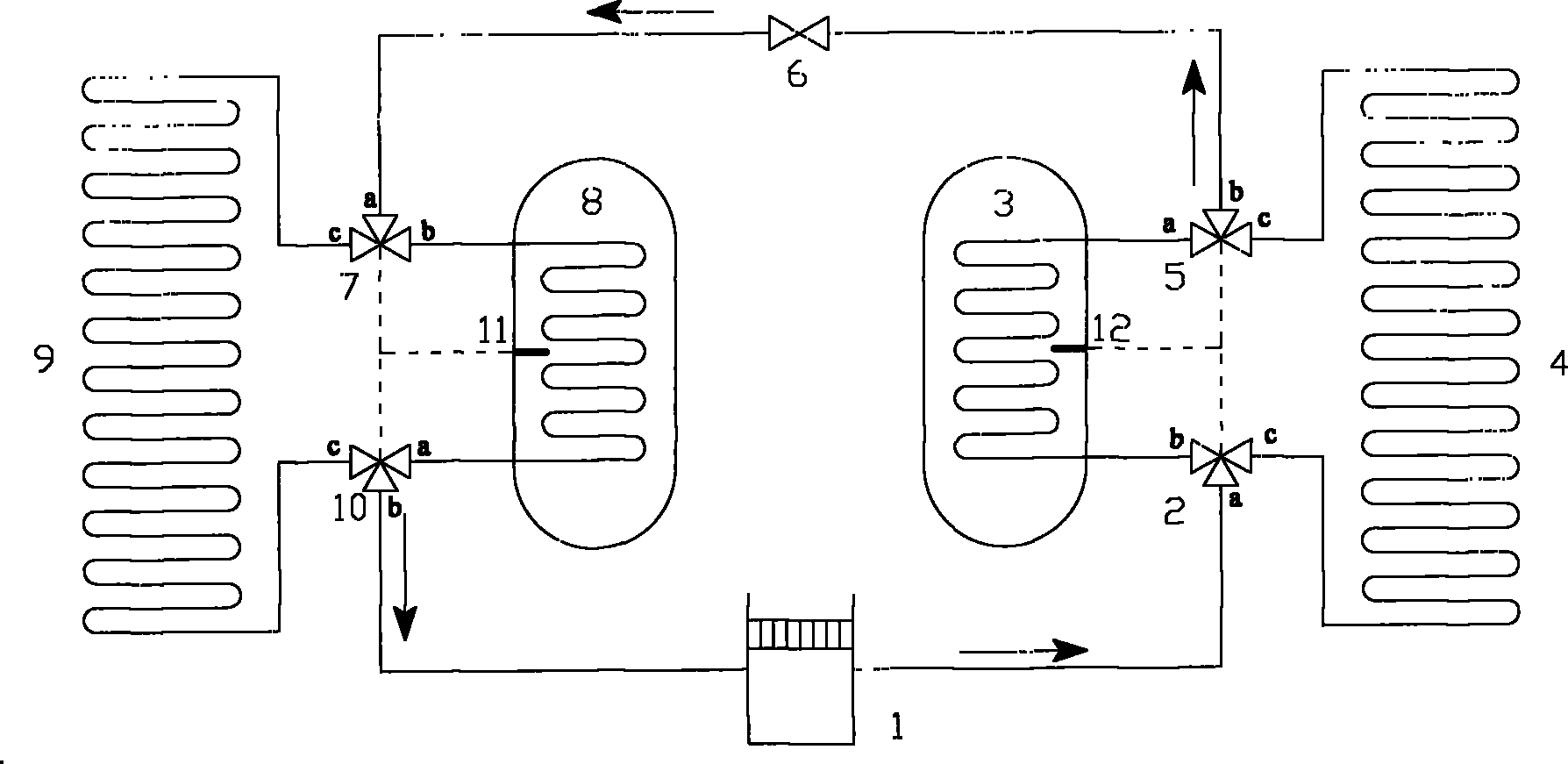 Cold and hot water supplying method of energy-saving type double-temperature drinking machine