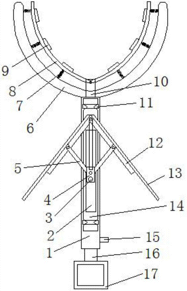 Telescopic antiriot fork capable of enlarging protective area