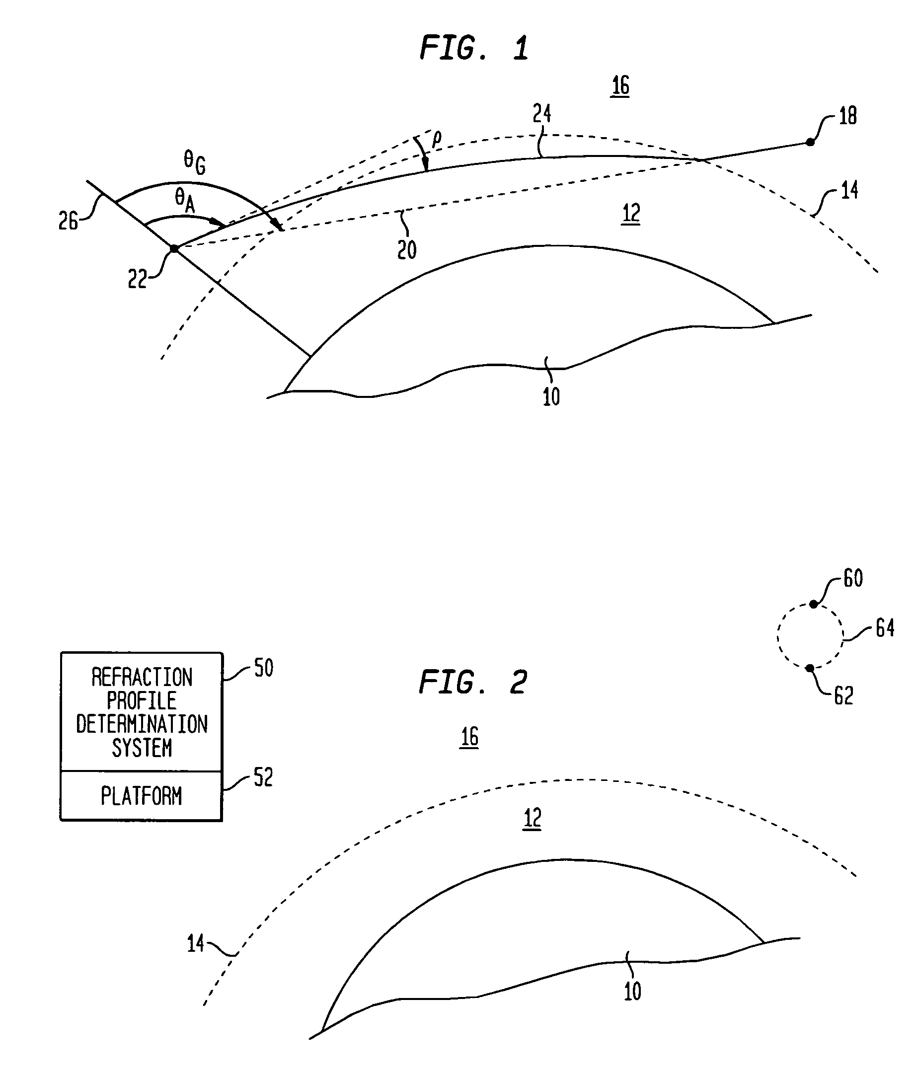 Method of determining atmospheric refraction profile using two spatially separated light sources