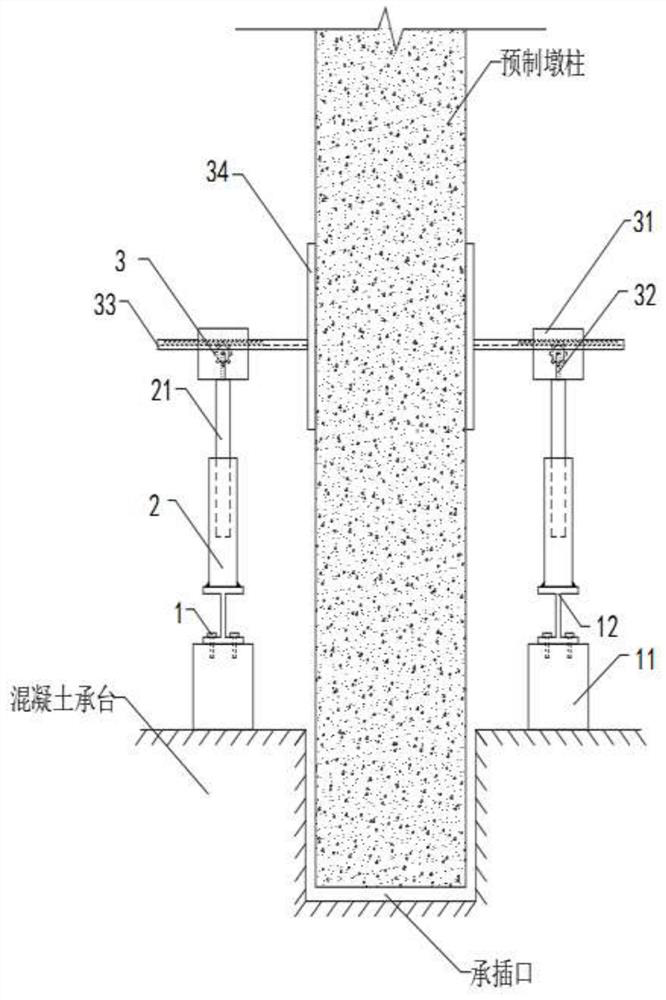 Socket and spigot type prefabricated pier automatic positioning device and operation method