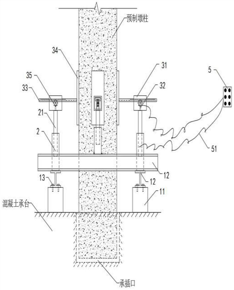 Socket and spigot type prefabricated pier automatic positioning device and operation method